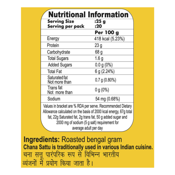 MAGDHEERA CHANA SATTU NUTRITIONAL FACTS