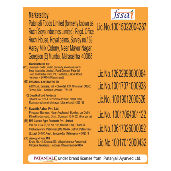 PATANJALI DALIYA NUTRITIONAL FACTS