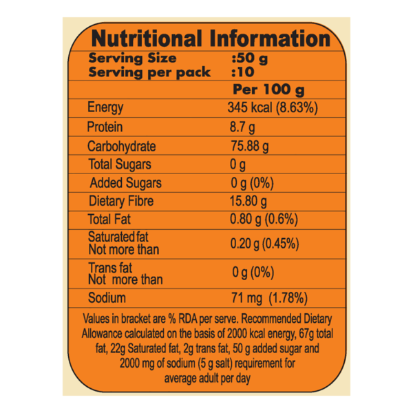 PJ BARLEY DALIYA NUTRITIONAL FACTS