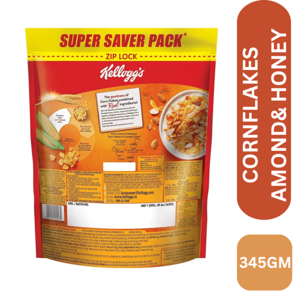 KELLOGGS CORNFLAKES ALMOND HONEY 345GM BACK