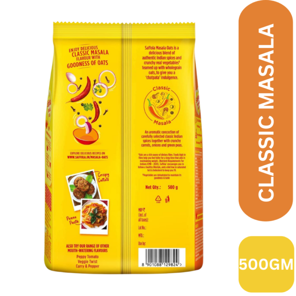 SAFFOLA MASALA OATS 500GM BACK