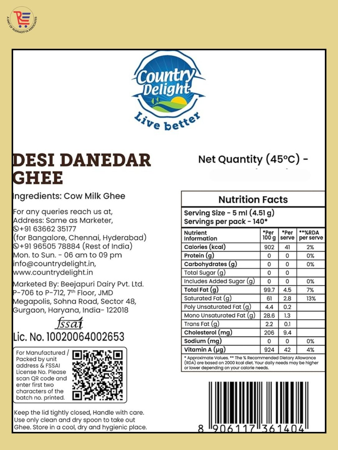 COUNTRY-DELIGHT-GHEE-NUTRITIONAL-FACTS